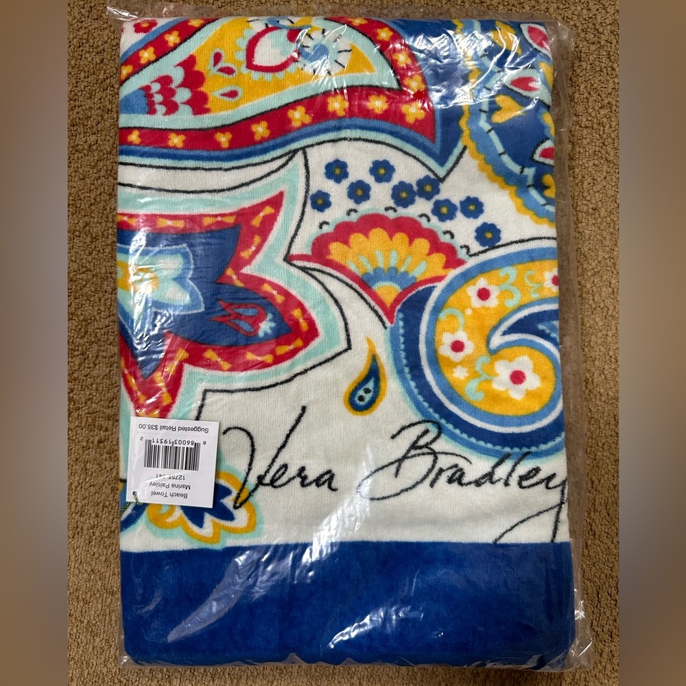 NEW: Vera Bradley Beach Towel / Color: Marina Paisley / Never Opened